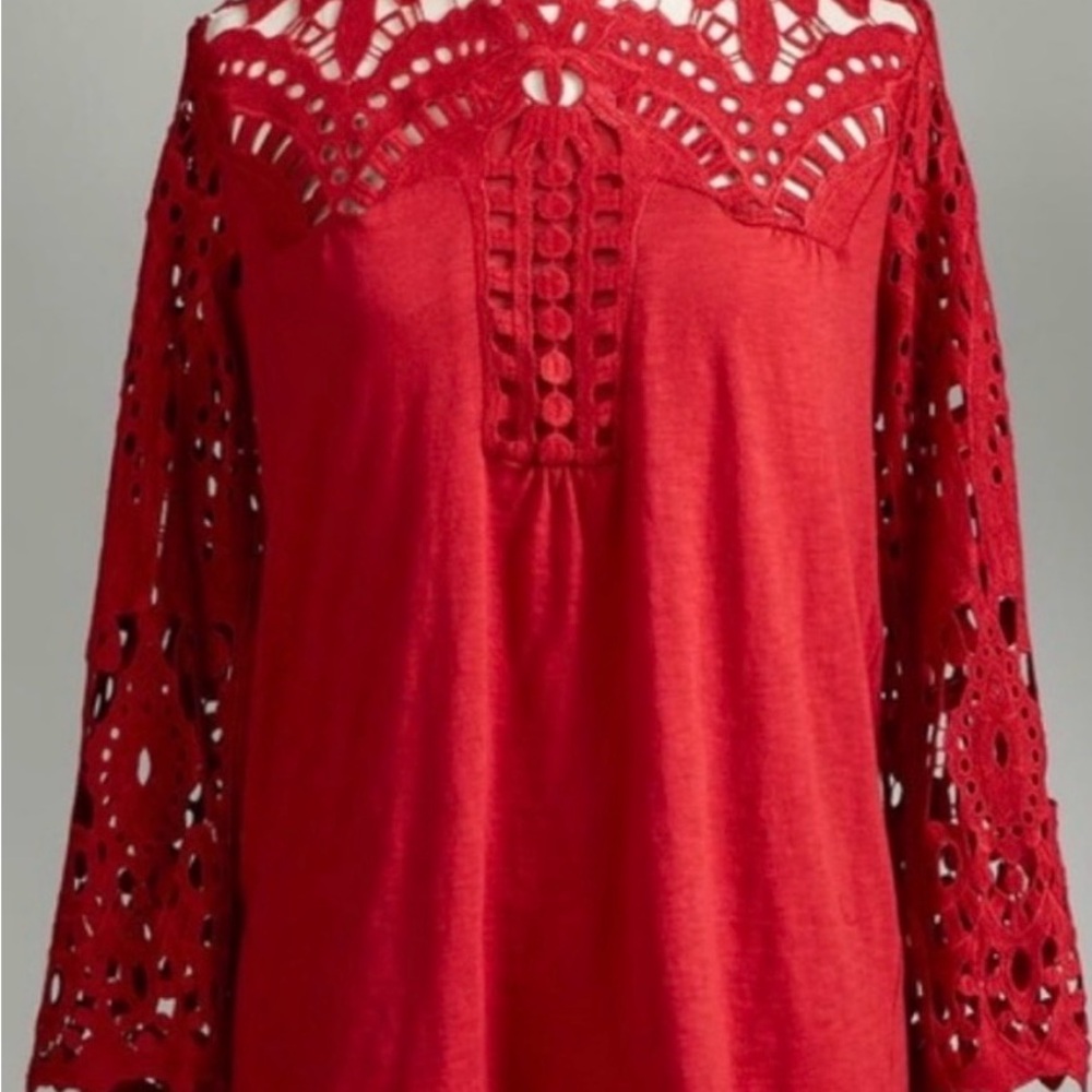 Sundance Red Lace Detail Blouse - Picture 2 of 3